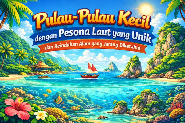 “pulau kecil indonesia dengan laut jernih dan pemandangan unik”