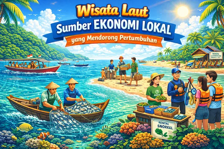 “wisata laut sumber ekonomi lokal aktivitas nelayan dan wisata”