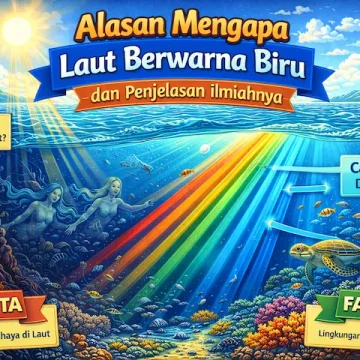 “alasan laut berwarna biru dengan pantulan cahaya matahari”