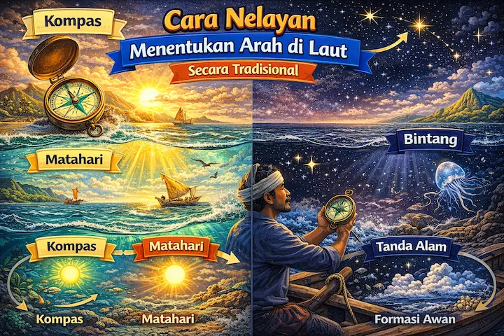 “cara nelayan menentukan arah dengan matahari dan bintang”
