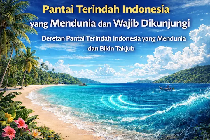 pantai terindah Indonesia dengan pasir putih dan air laut biru jernih