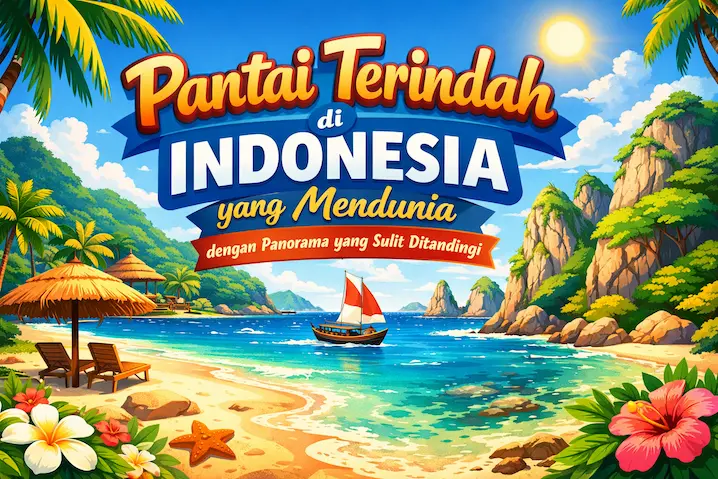 “pantai terindah di indonesia dengan laut jernih dan pasir putih”
