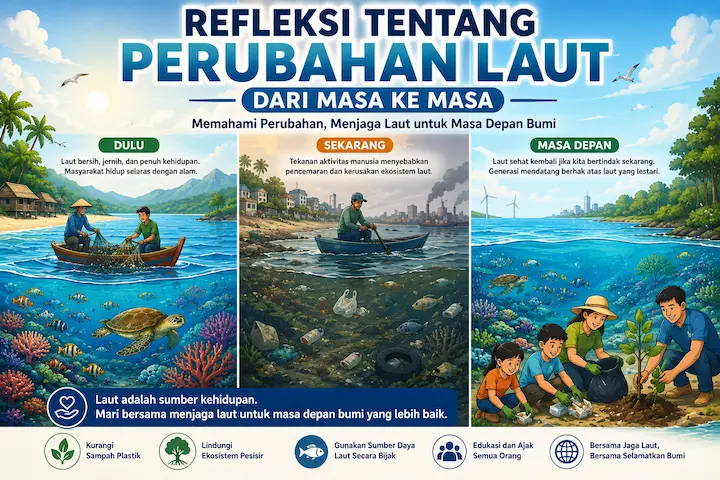 Refleksi tentang Perubahan Laut dari Masa ke Masa yang Mengingatkan Manusia pada Masa Depan Bumi “perubahan laut dari masa ke masa dengan ekosistem laut dan lingkungan pesisir”
