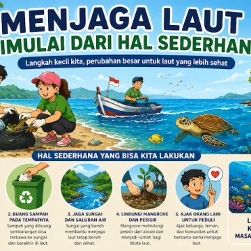 “menjaga laut dimulai dari hal sederhana dengan membersihkan sampah di pesisir”