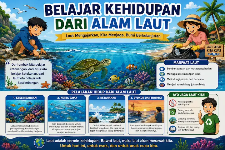 “belajar kehidupan dari alam laut dengan ekosistem laut yang sehat”