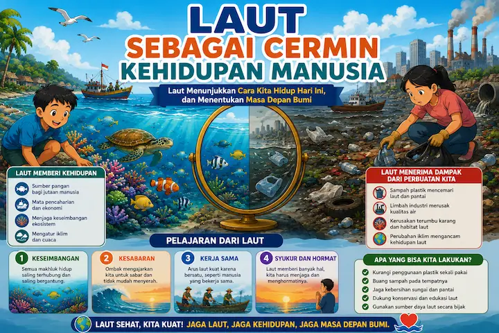 “laut sebagai cermin kehidupan manusia dengan ekosistem laut yang sehat”