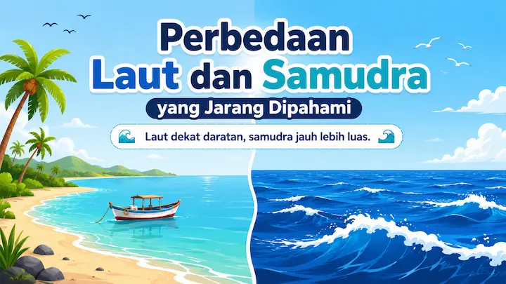 “perbedaan laut dan samudra dengan pemandangan wilayah perairan luas”