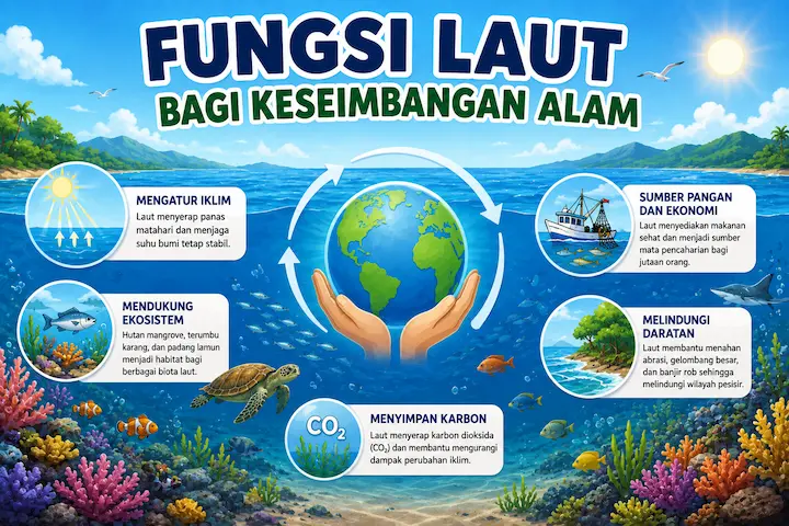“fungsi laut bagi keseimbangan alam dengan ekosistem laut yang sehat”