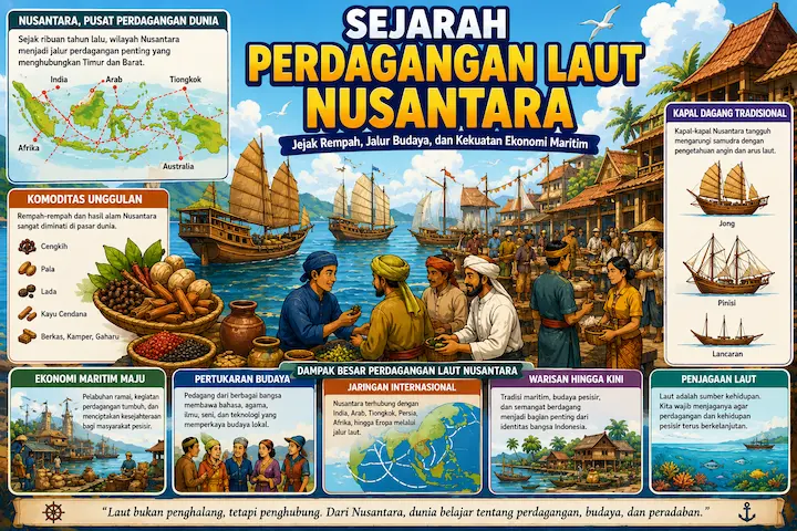 Sejarah Perdagangan Laut Nusantara yang Mengubah Arah Ekonomi dan Budaya Dunia “perdagangan laut Nusantara dengan kapal dagang, pelabuhan, dan jalur rempah”