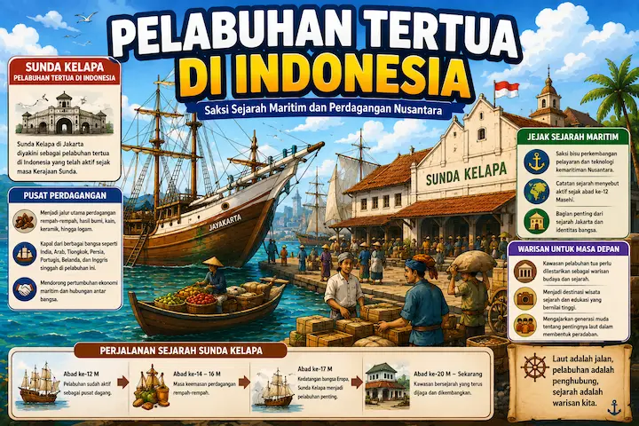 “pelabuhan tertua di Indonesia dengan kapal tradisional dan aktivitas perdagangan laut”