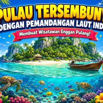 pulau tersembunyi dengan pemandangan laut indah dan pantai berpasir putih