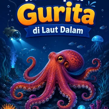“gurita laut dalam bergerak di dasar laut gelap dengan cahaya biru”