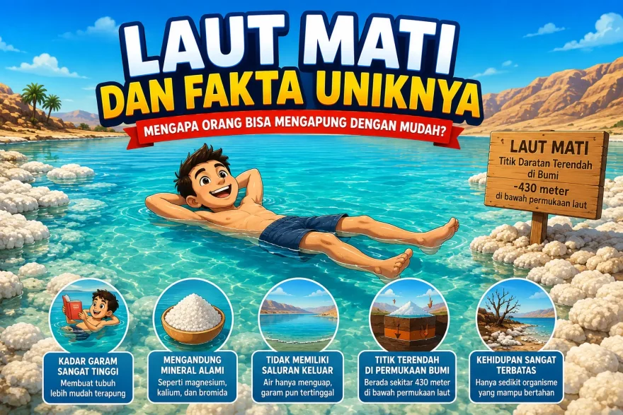 Laut Mati dan Fakta Uniknya, Mengapa Orang Bisa Mengapung dengan Mudah? Laut Mati dengan fenomena terapung akibat kadar garam tinggi