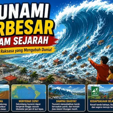 tsunami terbesar dalam sejarah di Lituya Bay dengan bekas gelombang pada lereng