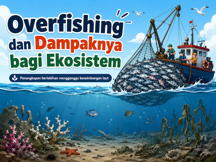 “overfishing di laut yang mengganggu ekosistem laut dan rantai makanan”
