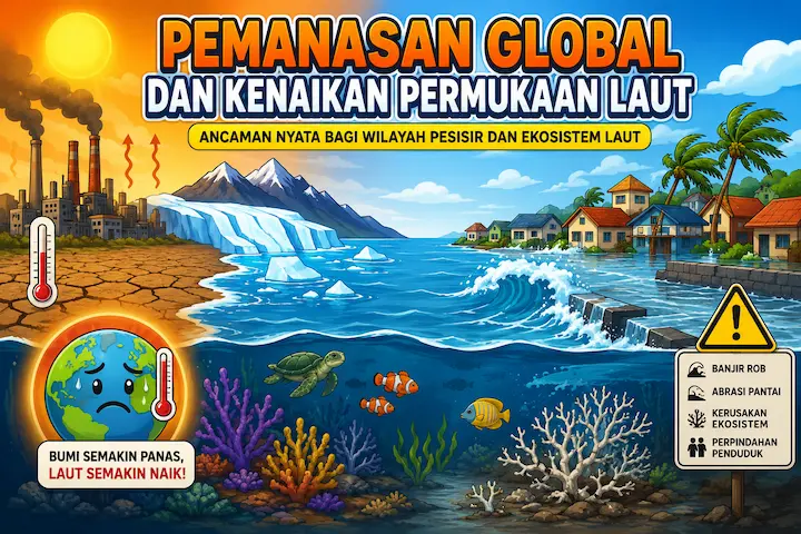 “pemanasan global dan kenaikan permukaan laut yang mengancam wilayah pesisir”