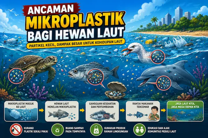 ancaman mikroplastik bagi hewan laut dalam ekosistem laut yang tercemar