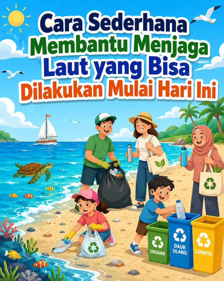 menjaga laut dengan mengurangi sampah plastik di lingkungan pesisir