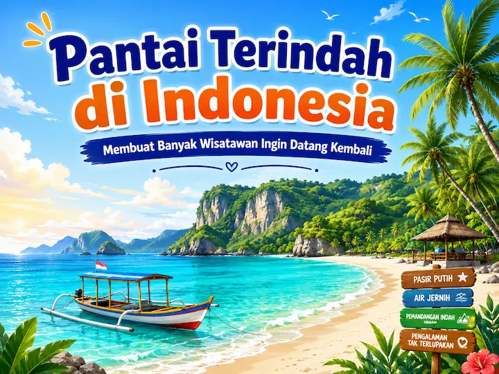 pantai terindah di Indonesia dengan pasir putih dan laut jernih