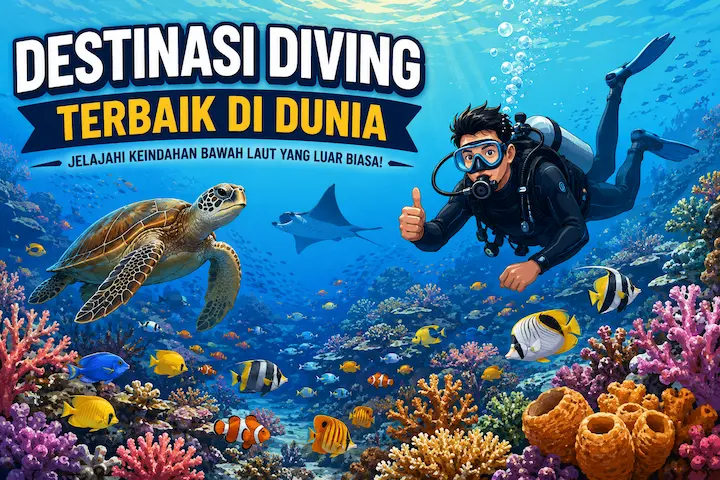 destinasi diving terbaik di dunia dengan terumbu karang dan biota laut berwarna