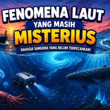 fenomena laut misterius dengan ombak besar dan langit dramatis di atas samudra