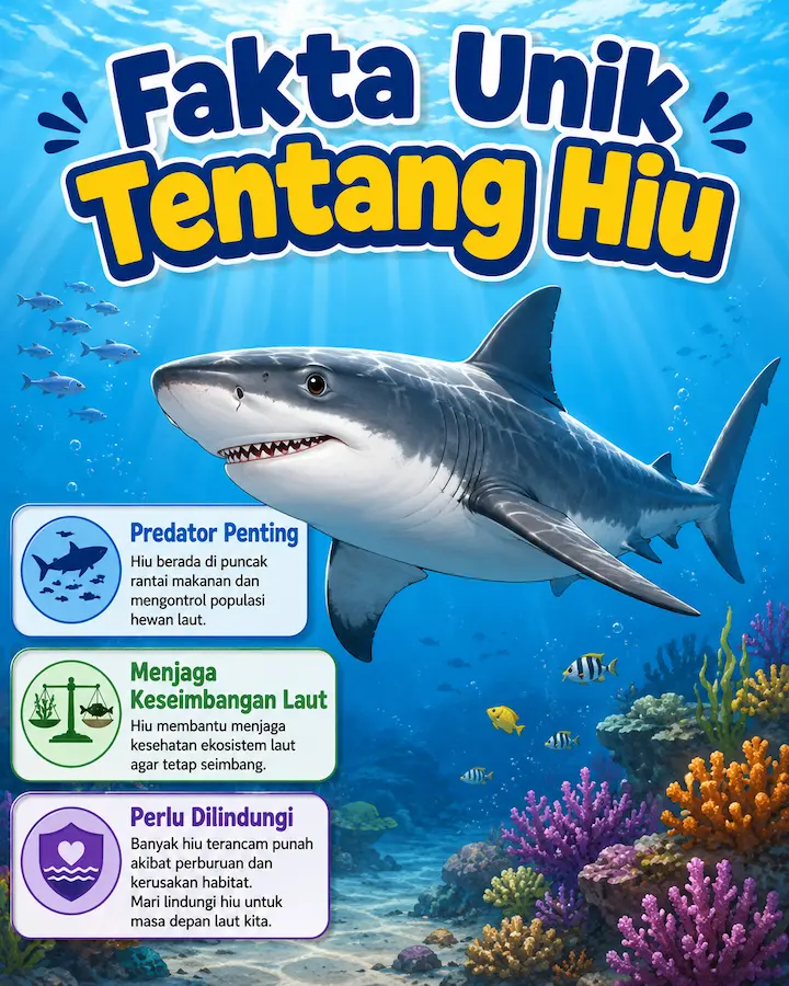 Fakta Unik Tentang Hiu yang Sering Disalahpahami dan Jarang Diketahui Banyak Orang “fakta unik tentang hiu dengan ilustrasi hiu berenang di laut biru”